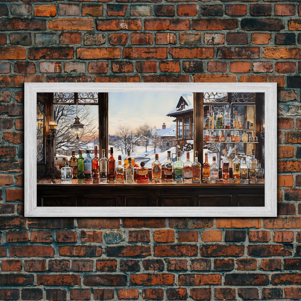 Bar Wall Decor, Winter Wall Print, Canvas Print, Wall Hanging, Panoramic Art, Home Bar Decor, Newlywed Gift, Tiny House Decor, Room Decor