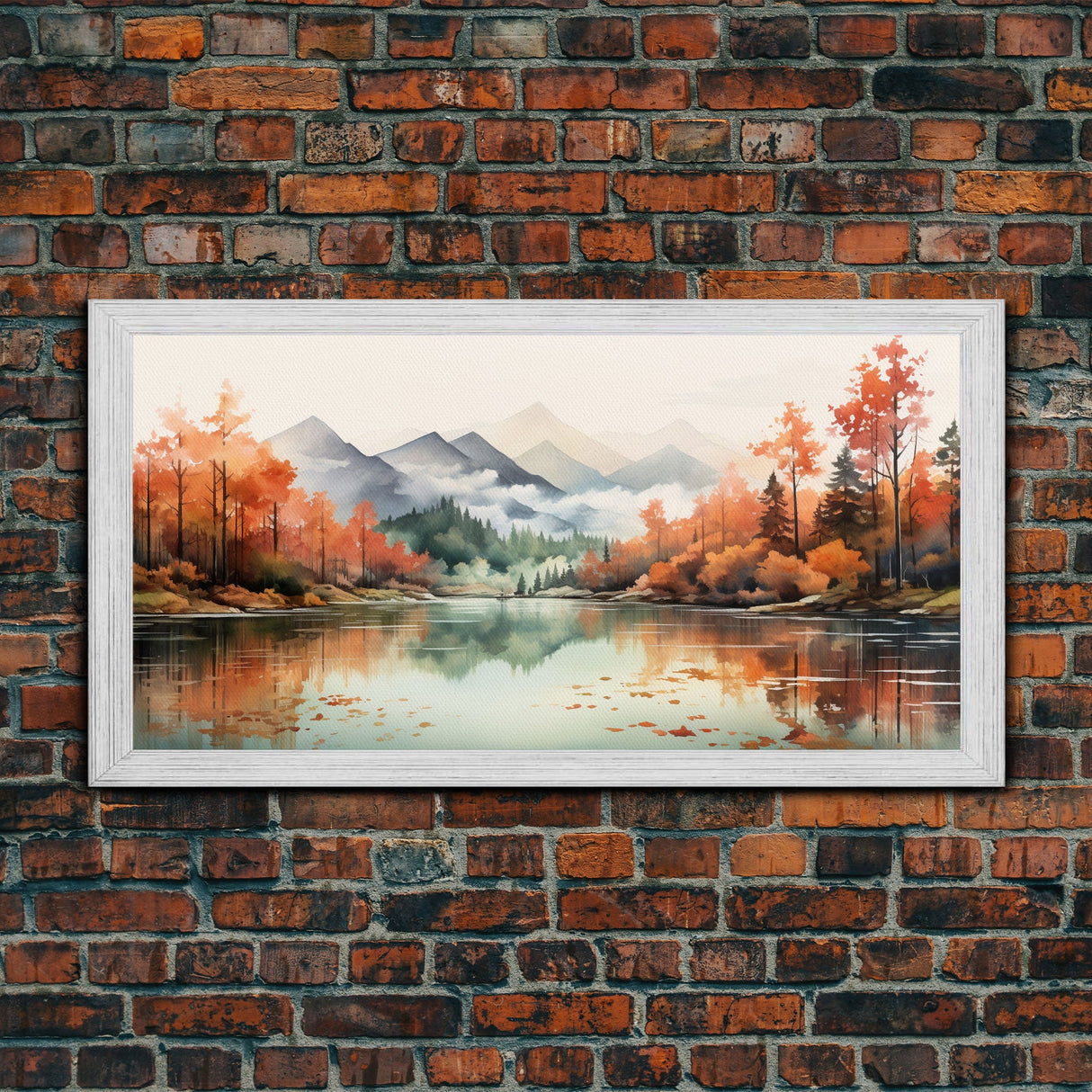 Watercolor Wall Art, Nature Art, River Wall Art, Fall Art, Canvas Print, Wall Hanging, Panoramic Art, Watercolor Nature Print, Wedding Gift