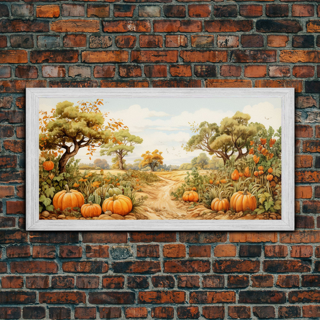 Fall Wall Art, Pumpkin Decor, Nature Wall Art, Canvas Print, Wall Hanging, Panoramic Art, Living Room Prints, Country Home Wall Art, RV Art