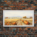 Pumpkin Decor, Fall Decor, Nature Wall Art, Canvas Print, Wall Hanging, Panoramic Art, Farmhouse Wall Art, Unique Wall Decor, Entryway Print