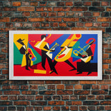 Music wall art, jazz oil painting print, framed canvas print, music gift, jazz club decor, extra large music art, abstract music