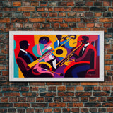 Music wall art, jazz oil painting print, framed canvas print, music gift, jazz club decor, extra large music art, abstract music