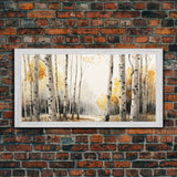 Canvas Print Of Abstract Birch Oil Painting, Large Original Art, Fall Birch Forest ,Contemporary Living Room Wall Art Decor