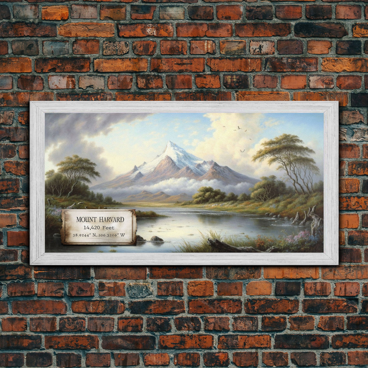 Mount Harvard, Rocky Mountains Colorado Art, Travel Poster Wall Art, Framed Canvas Print, American Mountains, Mountain Landscape Painting