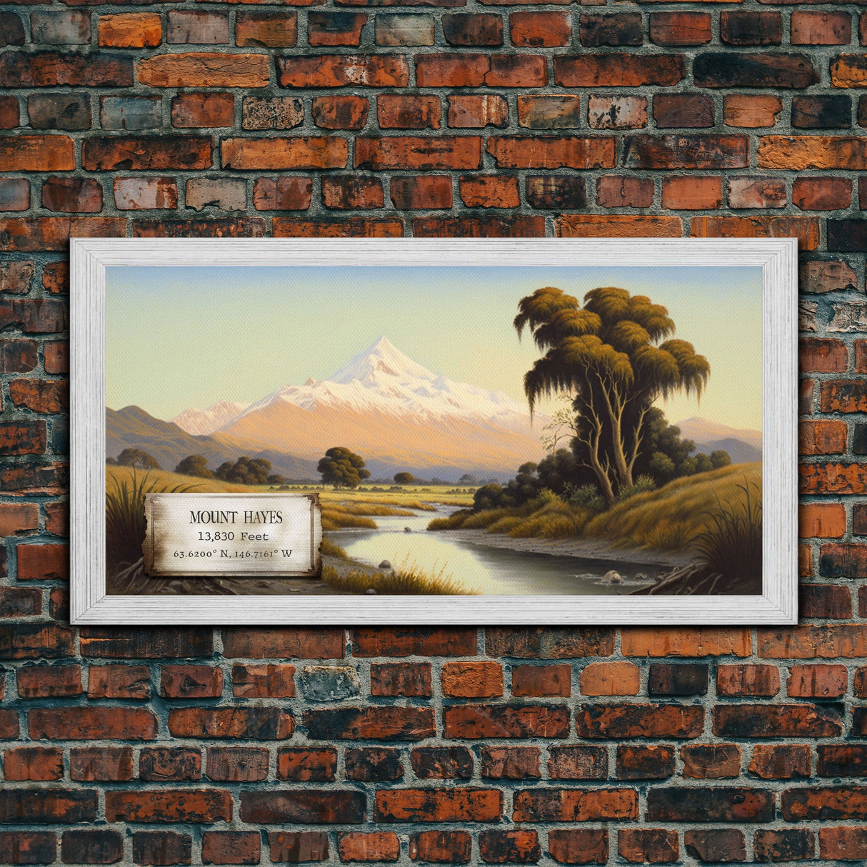 Mount Hayes, Mountains of Alaska, Travel Poster Wall Art, Framed Canvas Print, American Mountains, Mountain Landscape Painting