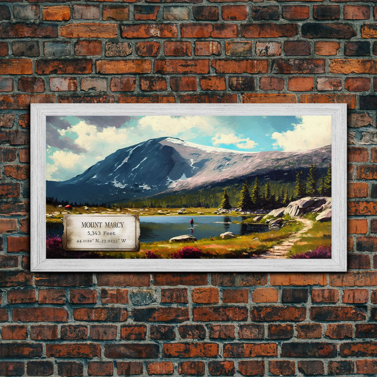 Mount Marcy, Mountains of New York, Travel Poster Wall Art, Framed Canvas Print, American Mountains, Mountain Landscape Painting