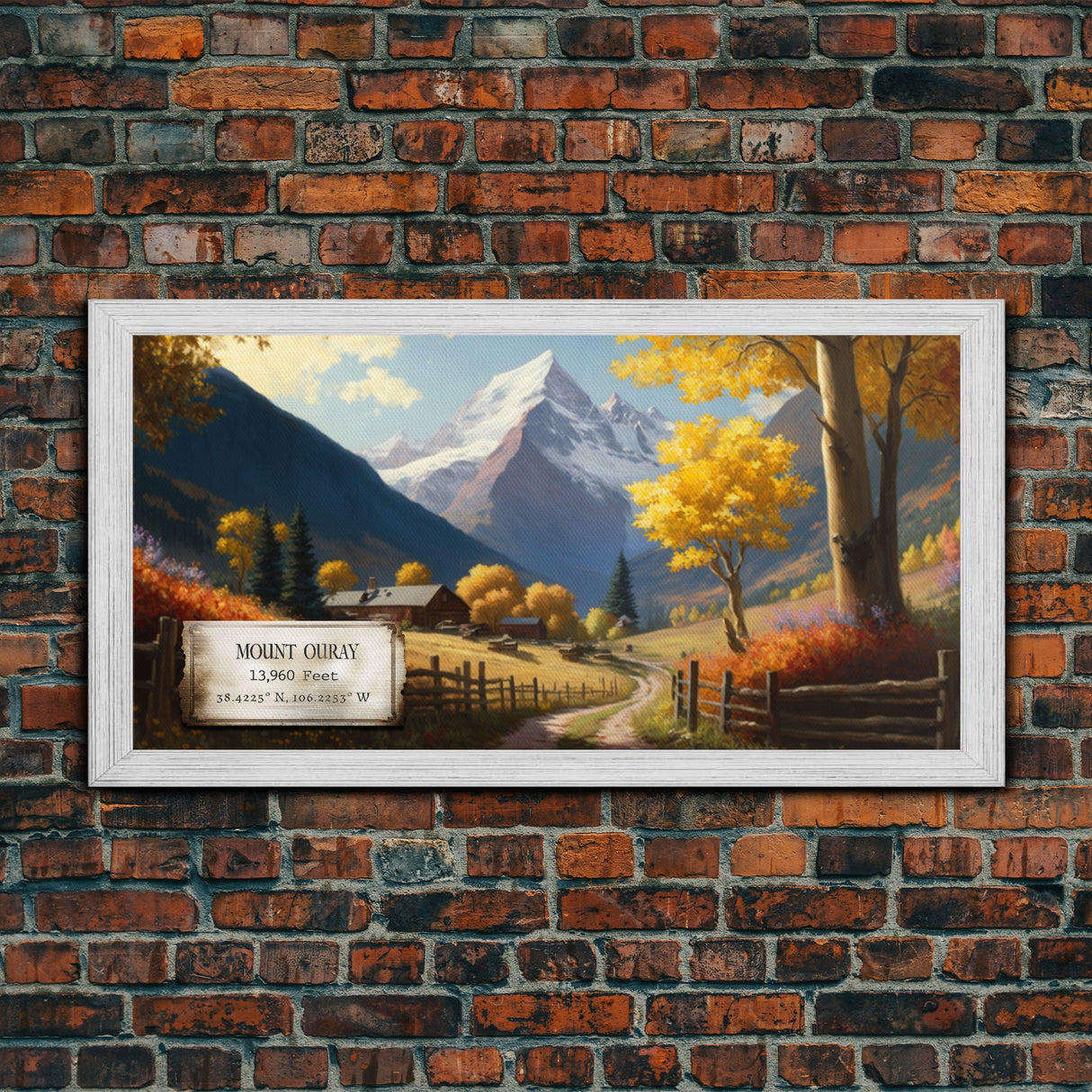 Mount Ouray, Rocky Mountains, Travel Poster Wall Art, Framed Canvas Print, American Mountains, Mountain Landscape Painting