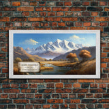 Mount Williamson, Mountains of California, Travel Poster Wall Art, Framed Canvas Print, American Mountains, Mountain Landscape Painting