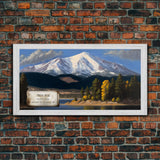 Pikes Peak, Mountains of Alaska, Travel Poster Wall Art, Framed Canvas Print, American Mountains, Mountain Landscape Painting