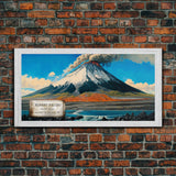 Mount Redoubt, Volcanos of Alaska, Travel Poster Wall Art, Framed Canvas Print, American Mountains, Mountain Landscape Painting