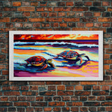 Sea Turtle Framed Canvas Print Painting, Watercolor Painting, Sea Turtle Print, Sea Turtle Wall Art, Beach Decor, Print, Green Sea Turtle