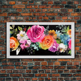 Abstract Flower Wall Decor, Floral Wall Art, Nature Wall Decor, Panoramic Wall Decor, Canvas Print, Wall Art, Framed Canvas Art