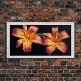 Tropical Hibiscus Flowers Wall Decor, Floral Wall Art, Nature Print, Panoramic Wall Decor, Canvas Print, Wall Art, Framed Canvas Art