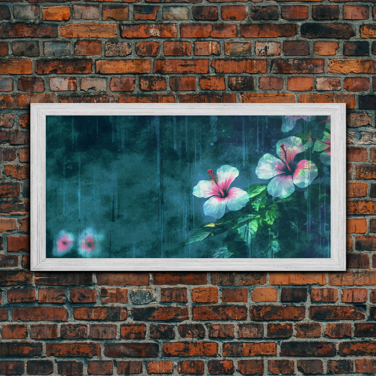 Hibiscus Flowers Wall Decor, Floral Wall Art, Tropical Flowers Wall Art, Panoramic Wall Decor, Canvas Print, Wall Art, Framed Canvas Art