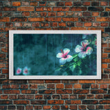 Hibiscus Flowers Wall Decor, Floral Wall Art, Tropical Flowers Wall Art, Panoramic Wall Decor, Canvas Print, Wall Art, Framed Canvas Art