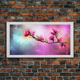 Cherry Blossoms Wall Art, Spring Flowers Wall Decor, Floral Wall Art, Panoramic Wall Decor, Canvas Print, Wall Art, Framed Canvas Art