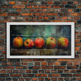 Apples Wall Art, Food Wall Decor, Grunge Wall Decor, Kitchen Wall Art, Panoramic Wall Decor, Canvas Print, Wall Art, Framed Canvas Art