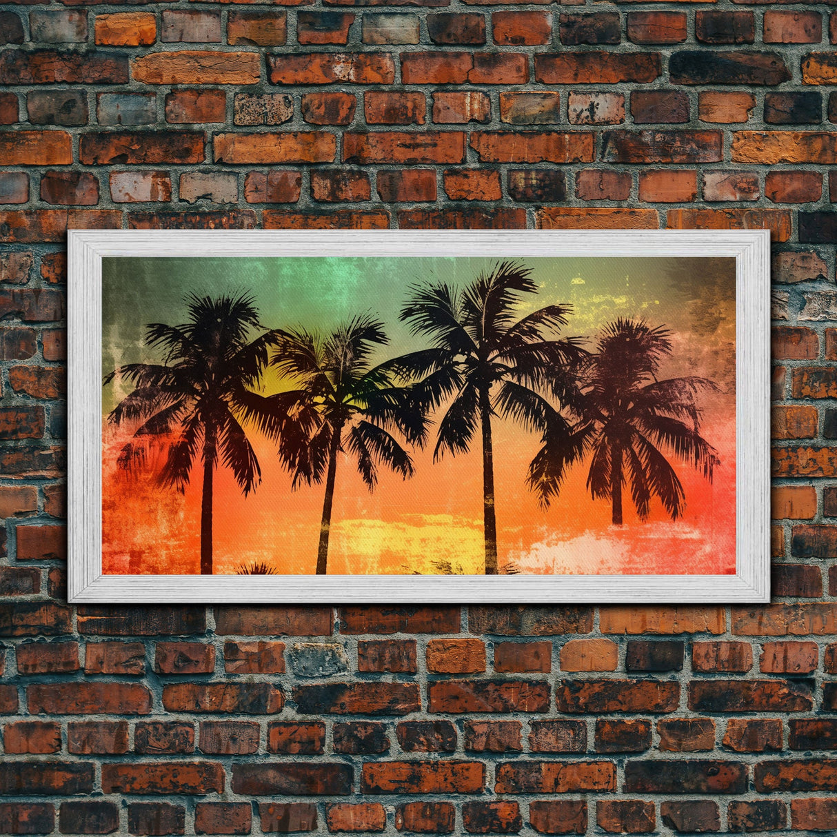 Tropical Wall Art, Sunset Wall Decor, Palm Trees Wall Art, Abstract Art, Panoramic Wall Decor, Canvas Print, Wall Art, Framed Canvas Art