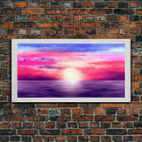 Ocean Sunset Wall Decor, Purple Sunset, Seascape Art, Nature Wall Decor, Panoramic Wall Decor, Canvas Print, Wall Art, Framed Canvas Art