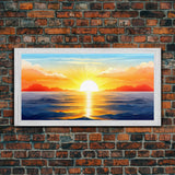 Sunset Painting Wall Decor, Ocean Art, Seascape Wall Decor, Nature Print, Panoramic Wall Decor, Canvas Print, Wall Art, Framed Canvas Art