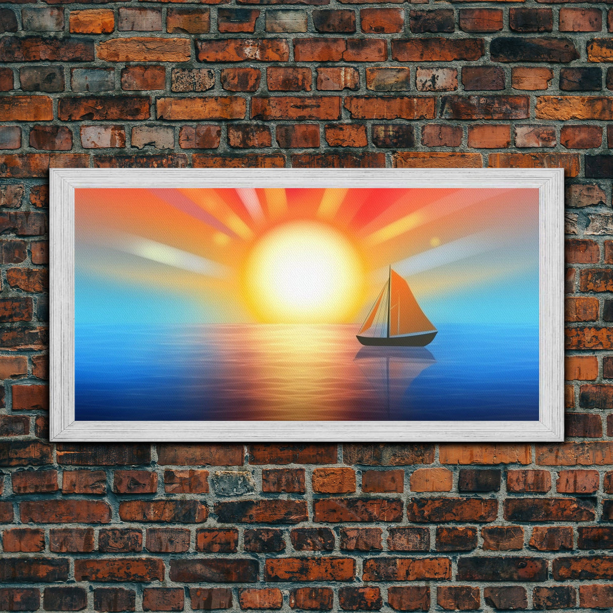 Seascape Wall Art, Sunset Wall Decor, Sailboat Wall Decor, Nature Wall Art, Panoramic Wall Decor, Canvas Print, Wall Art, Framed Canvas Art