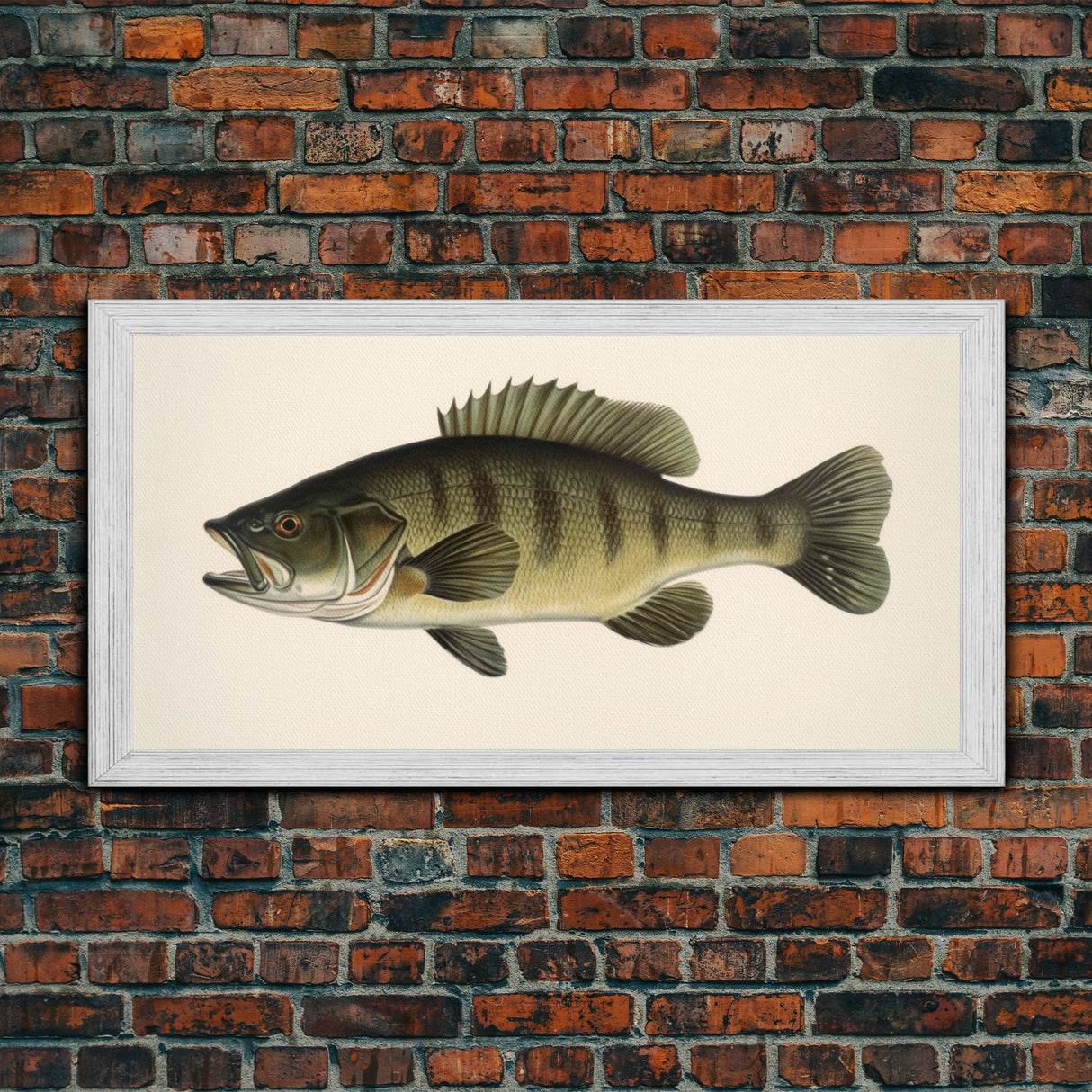 Bass Fish Wall Decor, Animal Wall Art, Nature Wall Art, Minimalist Art, Panoramic Wall Decor, Canvas Print, Wall Art, Framed Canvas Art