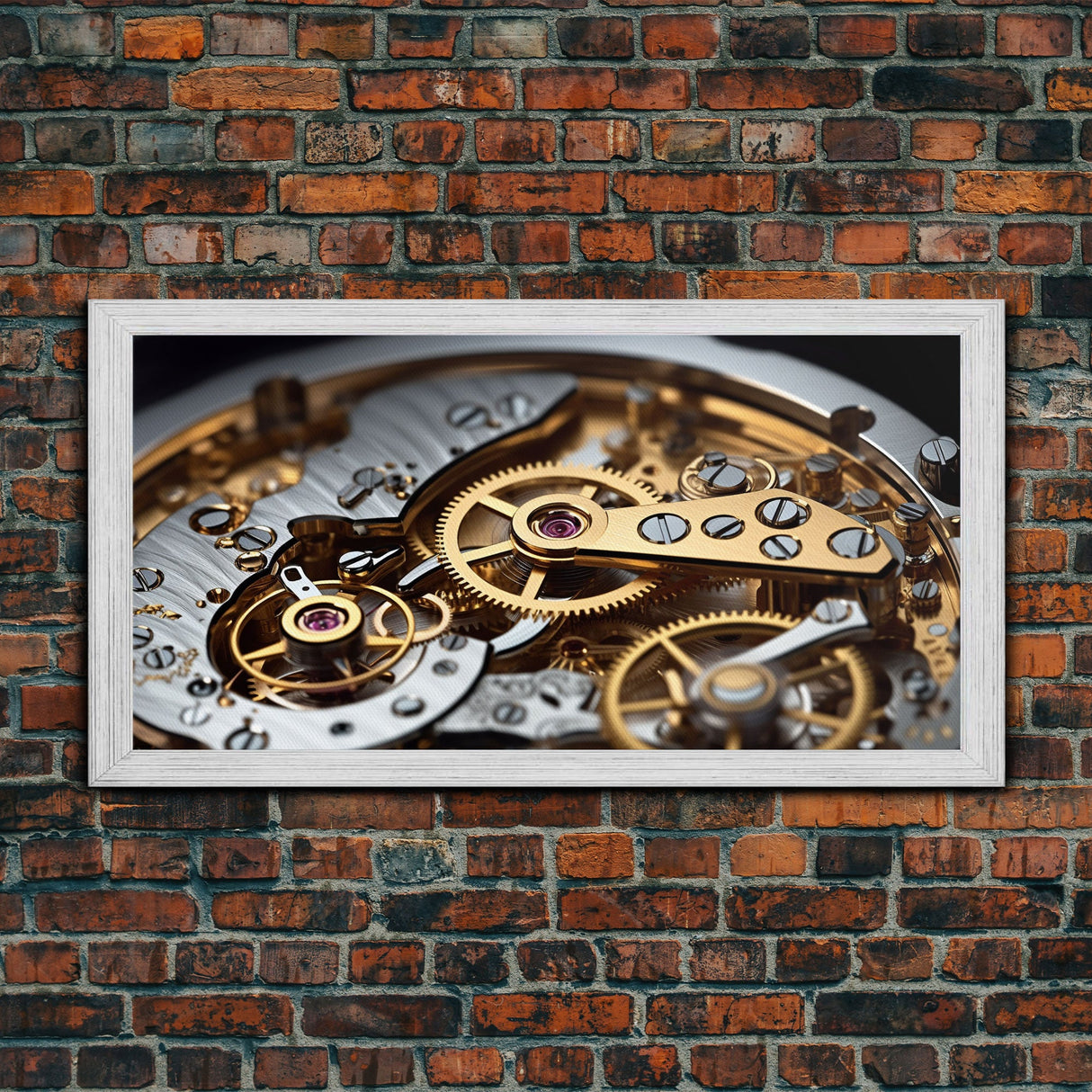 Clock Wall Decor, Watch Mechanism Wall Art, Watch Gears Wall Art, Panoramic Wall Decor, Canvas Print, Wall Art, Framed Canvas Art