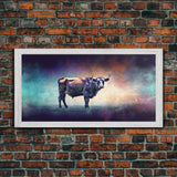 Bull Wall Art, Animal Wall Art, Nature Art, Minimalist Art, Panoramic Wall Decor, Canvas Print, Wall Art, Framed Canvas Art