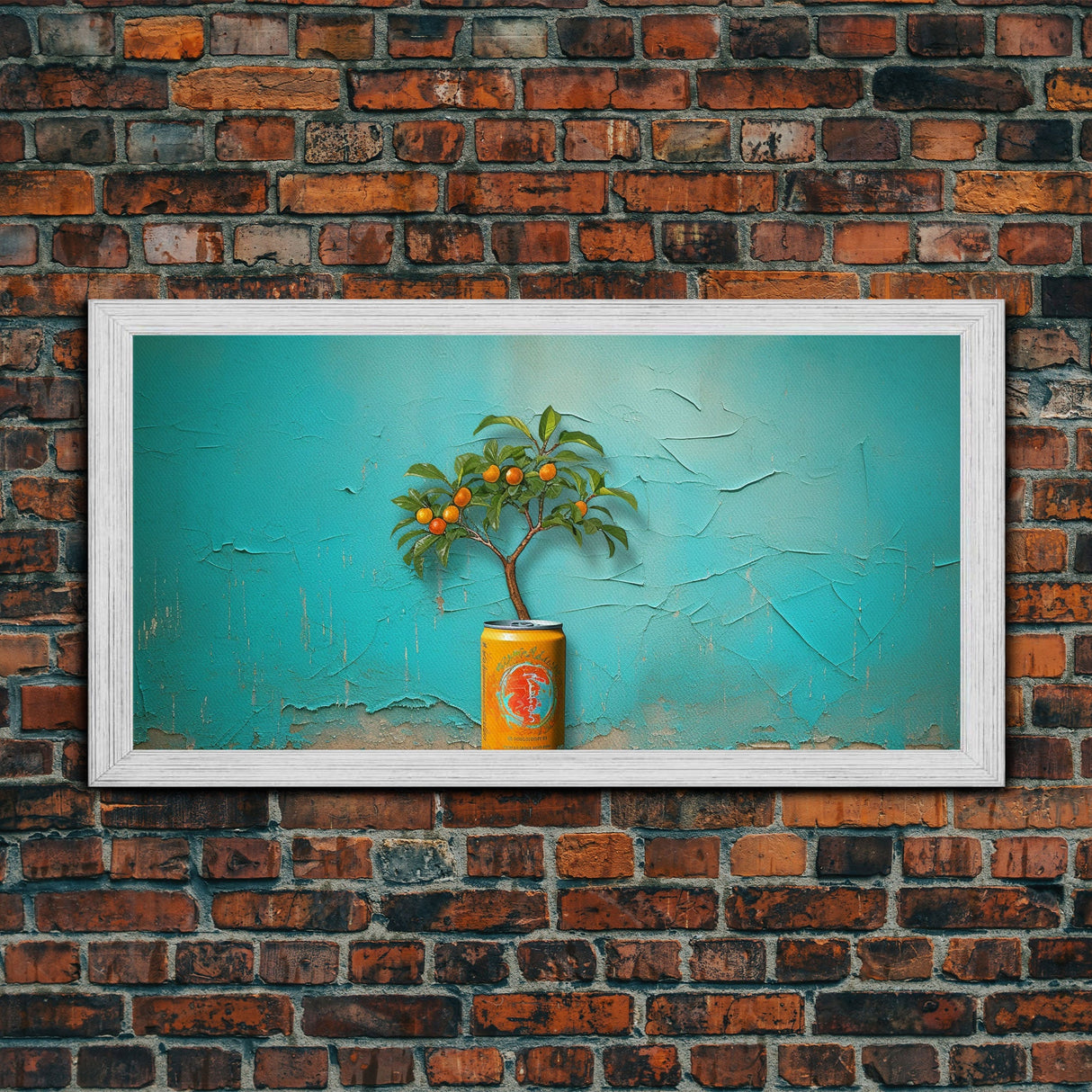 Orange Tree Wall Decor, Orange Wall Art, Soda Can Wall Art, Plant Wall Art, Panoramic Wall Decor, Canvas Print, Wall Art, Framed Canvas Art