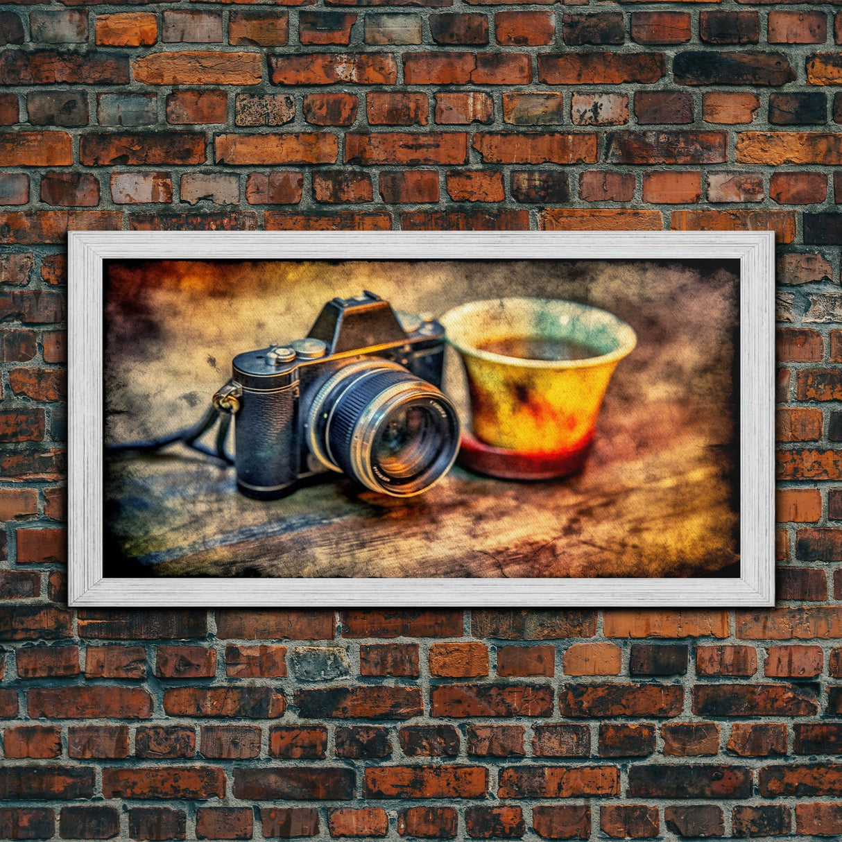 Retro Camera Wall Decor, Film Camera Wall Art, Grunge Art, Photography Art, Panoramic Wall Decor, Canvas Print, Wall Art, Framed Canvas Art