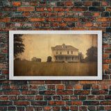 Old Farm House Wall Decor, Abandoned House Wall Decor, Rural Wall Decor, Panoramic Wall Decor, Canvas Print, Wall Art, Framed Canvas Art