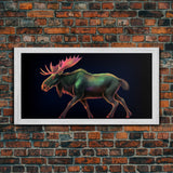 Abstract Moose Wall Art, Animal Art Print, Nature, Minimalist Wall Art, Panoramic Wall Decor, Canvas Print, Wall Art, Framed Canvas Art