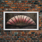 Pink Folding Fan Wall Decor, Asian Wall Art, Ornate Wall Décor, Panoramic Wall Decor, Canvas Print, Wall Art, Framed Canvas Art