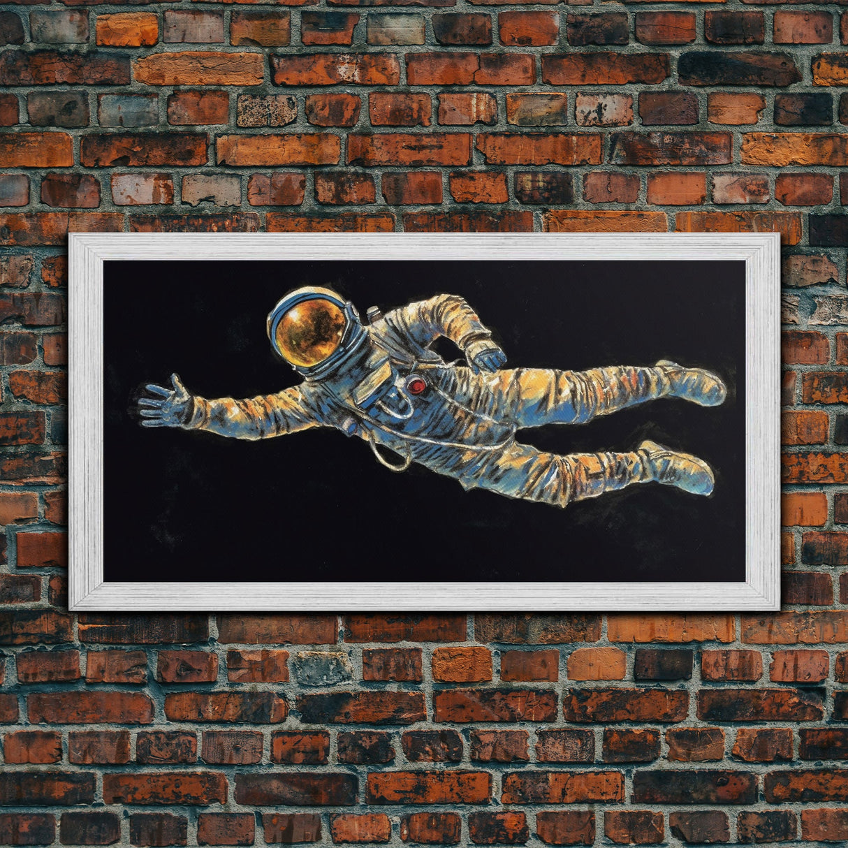 Astronaut Wall Decor, Space Suit Wall Art, Minimalist Wall Art, Panoramic Wall Decor, Canvas Print, Wall Art, Framed Canvas Art