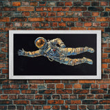 Astronaut Wall Decor, Space Suit Wall Art, Minimalist Wall Art, Panoramic Wall Decor, Canvas Print, Wall Art, Framed Canvas Art