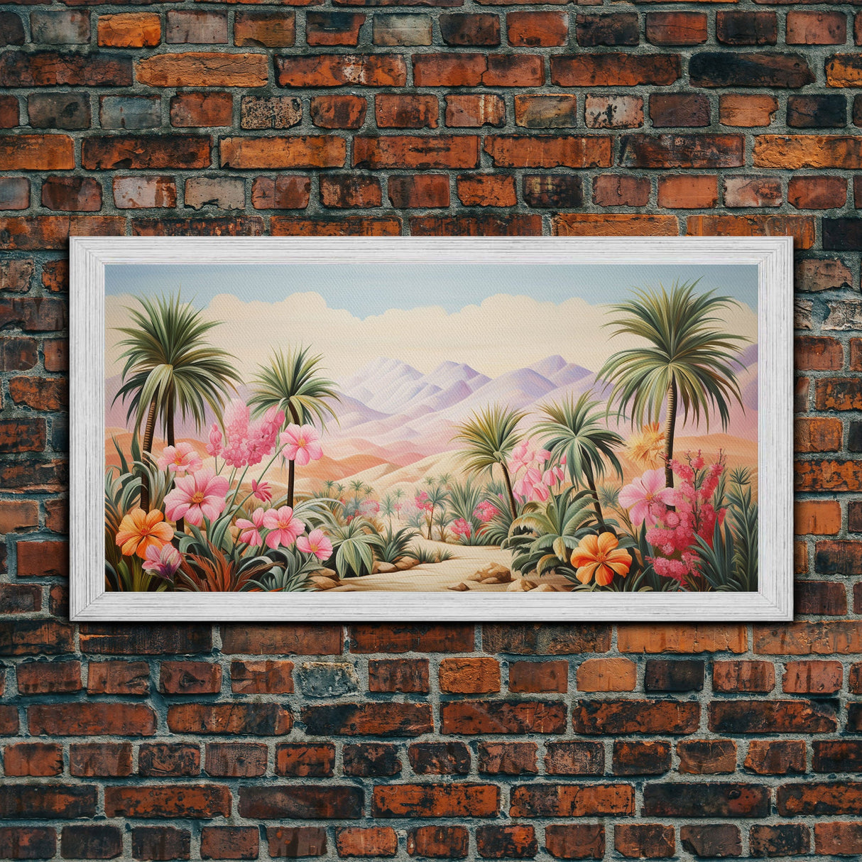 Flower Wall Art, Desert Landscape Wall Art, Mountain Art, Palm Trees Art, Tropical Art, Panoramic Art, Wall Art, Canvas Art, Landscape Art