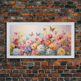 Butterfly Wall Art, Flowers Wall Art, Colorful Fowers, Panoramic Art, Wall Art, Canvas Art, Landscape Art, Meadow Art, Botanical Art