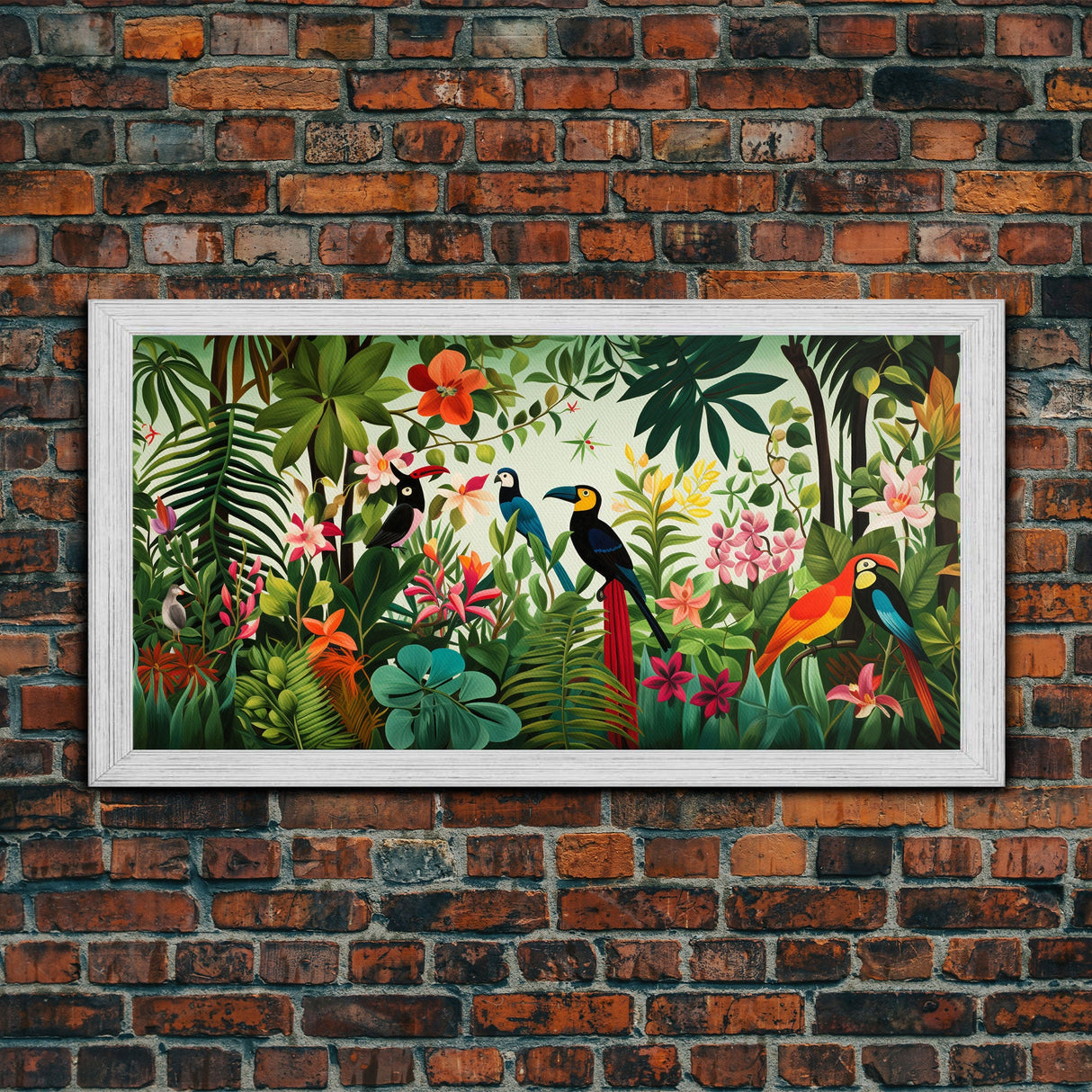 Toucan Wall Art, Tropical Art Print, Bird Art, Animal Art, Panoramic Art, Wall Art, Canvas Art, Landscape Art, Couple Gift, Dorm Room Art