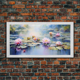 Lake Wall Art, Lotus Wall Art, Lily Pads Art, Panoramic Art, Wall Art, Canvas Art, Landscape Art, Going Away Gift, Office Wall Art, RV Decor