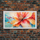 Hibiscus Wall Art, Tropical Flower Print, Pink Flower, Panoramic Art, Wall Art, Canvas Art, Landscape Art, Boho Wall Art, Rustic Wall Decor