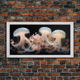 Ocean Wall Art, Jelly Fish  Art, Nautical Wall Art, Panoramic Art, Wall Art, Canvas Art, Landscape Art, Gift For Him, Dorm Room Art, Prints