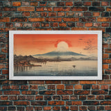 Sunrise Wall Art, Volcano, Lake Wall Art, Japanese Art, Mount Fuji Print, Panoramic Art, Wall Art, Canvas Art, Landscape Art, Dorm Room Art