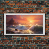 Seascape Art, Cliffs of Scottland, Framed Canvas Print, Landscape Painting, Seascape Painting, Beach Wall Art, Coastal Wall Art, Modern Art