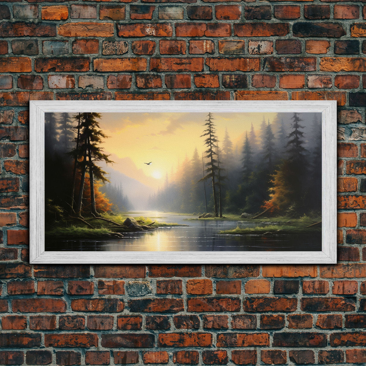 River Wall Art, Forest Wall Art, Spring Wall Art, Panoramic Art, Wall Art, Canvas Art, Landscape Art, Landscape Print, Family Home Decor