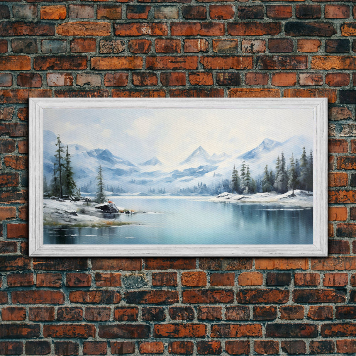 Winter Wall Art, Winter Landscape, Mountain Wall Art, Lake Print, Panoramic Art, Wall Art, Canvas Art, Landscape Art, Office Prints