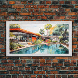 Architectural Print, House Portrait, Watercolor House, Panoramic Art, Wall Art, Canvas Art, Landscape Art, Realtor Thank You, Above Bed Art