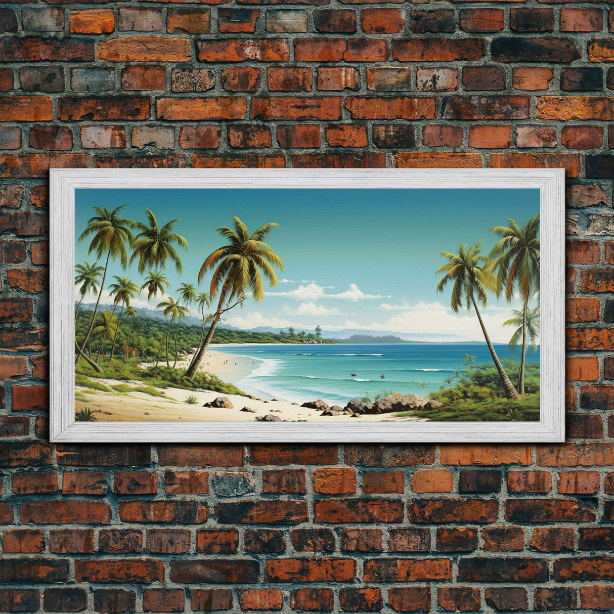 Tropical Wall Art, Palm Tree Wall Art, Beach Wall Art, Panoramic Landscape, Wall Art, Canvas Wall Art, Landscape Art Print, Ocean Wall Art