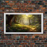 Forest Wall Art, Trees Art Print, Enchanted Forest, Panoramic Art, Wall Art, Canvas Art, Landscape Art Print, Game Room Décor, Cozy Gift