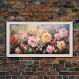 Roses Wall Art, Floral Art Print, Botanical Wall Art, Panoramic Art, Wall Art, Canvas Art, Landscape Art, Home Decor Prints, Office Wall Art