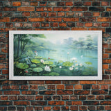 Lake Wall Art, Water Lily Wall Print, Fantasy Art, Panoramic Art, Wall Art, Canvas Art, Landscape Art, Wall Hanging, Client Gift, Ranch Art